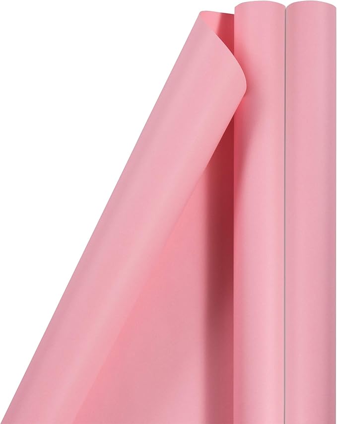 JAM Paper Gift Wrap - Matte Wrapping Paper - 50 Sq Ft Total (30 in x 10 Ft Each) - Matte Light Baby Pink Pastel - 2 Rolls/Pack