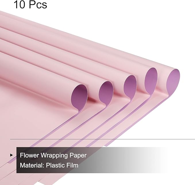 MECCANIXITY 10 Pcs Double Sided Color Flower Wrapping Paper Purple 22.8"x22.8" Waterproof for Florist Bouquet Supplies, DIY Crafts, Gift Box Packaging