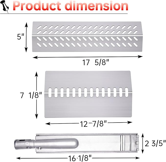 Cozilar 16516 16631 16520 Grill Burner for 4 Burners Bull Grill Replacement Parts Angus 47628, 47629, Steer Premium 69008, 69009, Outlaw 26038, 26039, Cal Flame G3 G4 P4, Grill Heat Plates Accessories