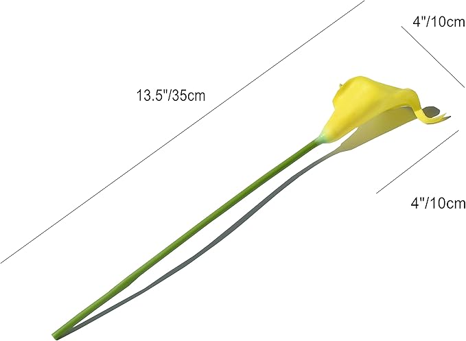 Mandy's PU Pure Yellow Calla Lily Artificial Flowers 20 Stems 13.5in Faux Realistic Centerpiece for Thanksgiving and Christmas Decorations DIY Bridal Bouquet Home Décor
