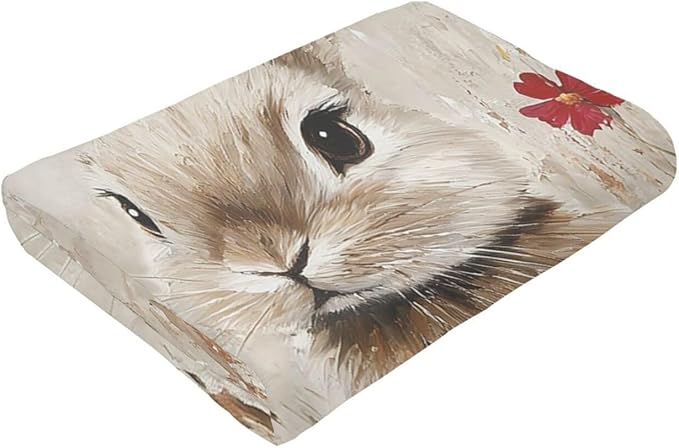 Farmhouse Rabbit Blanket Rustic Bunny Throw Blanket Country Soft Cozy Fleece Fuzzy Stuffed Plush Flannel Gifts for Girls Women Boys Kids Adults 40''x50''