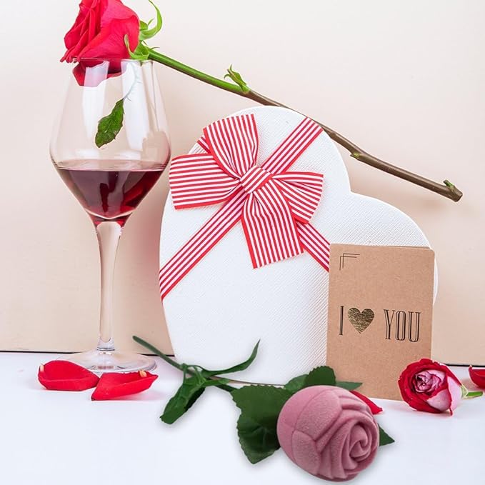 Rose Ring Case Portable Jewelry Box Romantic Jewelry Ring Gift Box Case for Weddings Valentine's Day Proposals and Engagement