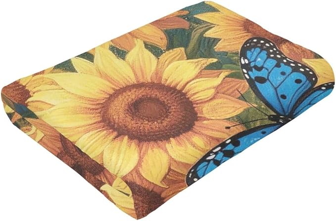 Sunflower Blanket Flower Throw Blanket Soft Cozy Fleece Fuzzy Stuffed Plush Flannel Gifts for Girls Women Boys Kids Adults 40''x50''