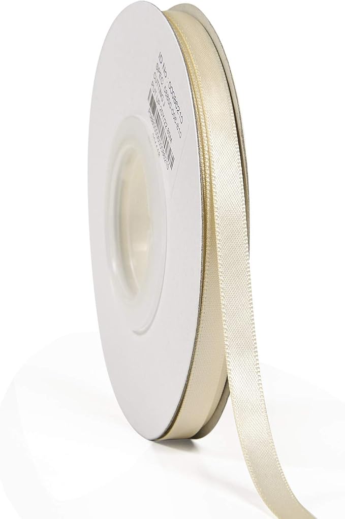 YAMA Ivory Double Face Satin Ribbon 1/4 Inch 25 Yards Ivory Cream Fabric Ribbon for Gift Wrapping Ribbons Decorations DIY Crafts Arts