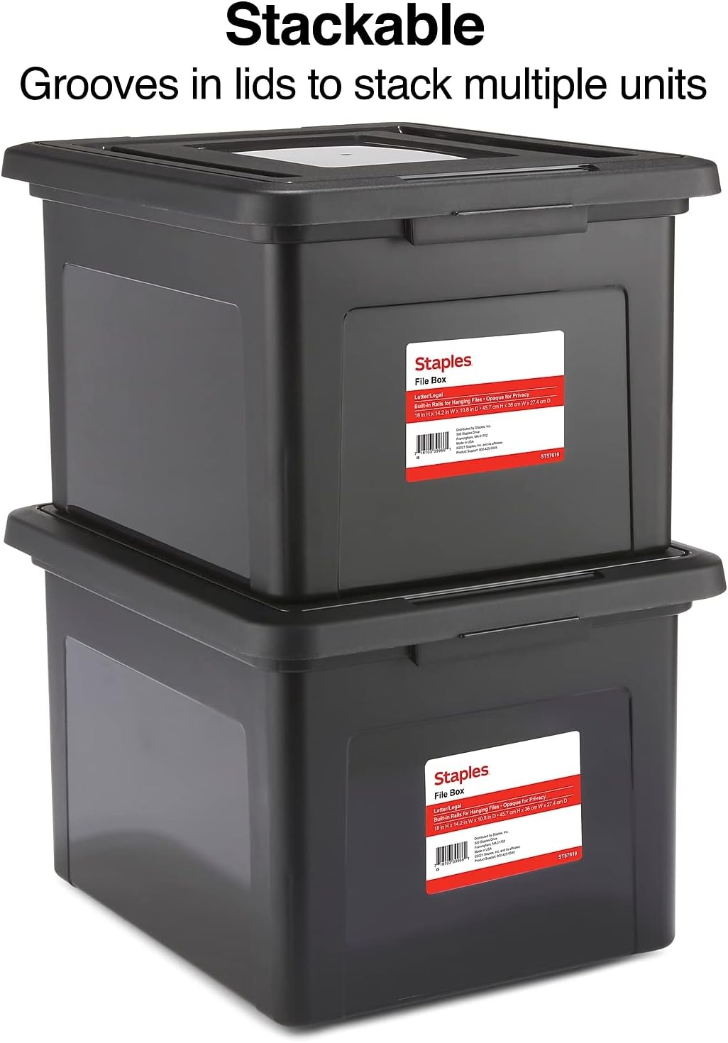 STAPLES Hanging File Folder Box - Durable Storage Organizer for Letter & Legal Size Documents, Black