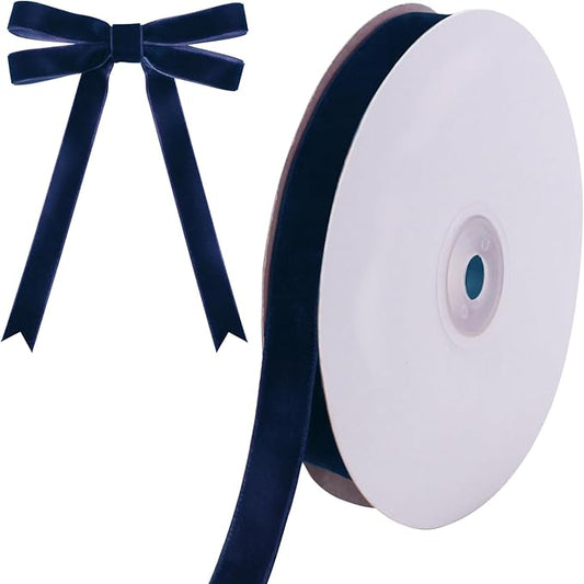 10 Yards Blue Velvet Ribbon 5/8 Inch for Christmas Tree,Navy Velvet Christmas Ribbon for Gift Wrapping Crafts Bow Wreath Holiday Decorations (Navy)