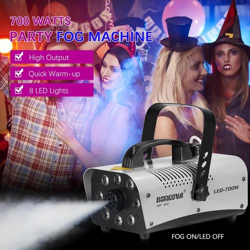 700W Fog Machine by [Brand Name] - 8 LED Lights, 3000 CFM, Wireless Remote for Halloween & Parties