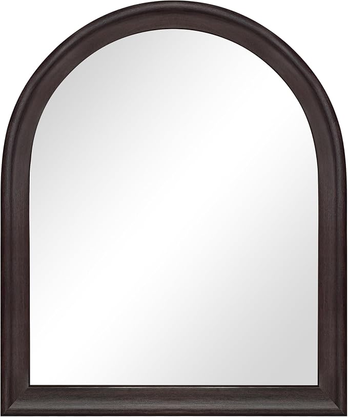 30x36 Inch Arched Wall Mirror, Rustic Black Walnut Arch Wall Mount Bathroom Mirrors with Tempered Glass for Entryway Bedroom Bathroom Living Room Farmhouse Boho Home Decor