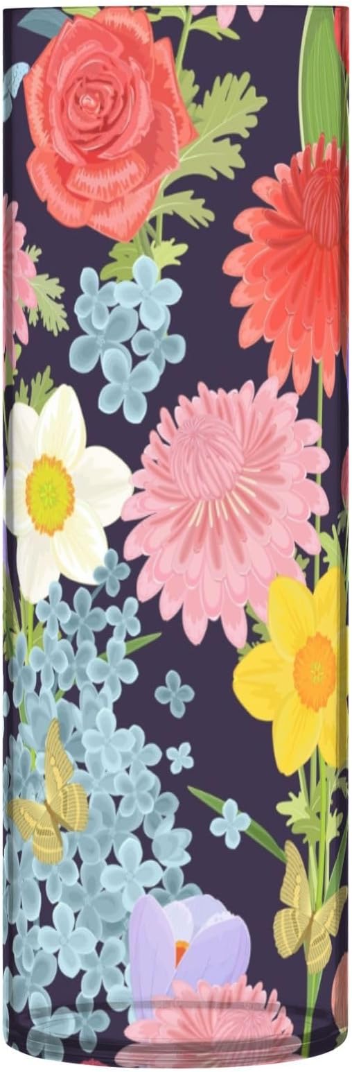 Vase Plastic Vase Elegant Cylinder Flower Vase Shatterproof Decorative Centerpiece for Home Table Office Weddings Events (11.8 x 3.9 in)
