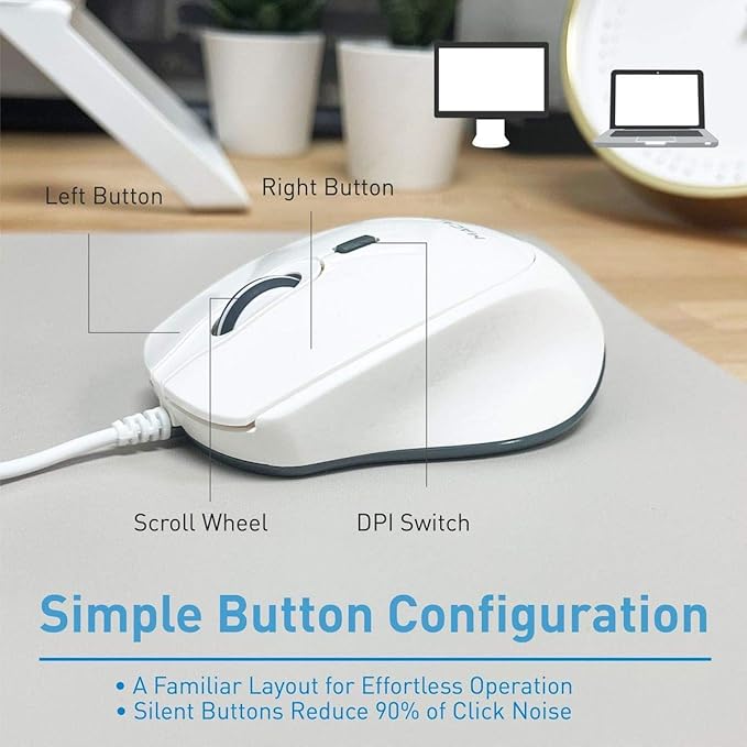 Macally USB C Wired Mouse and a USB C Mini Keyboard, Add Simplistic Apple Aesthetic to Your Office