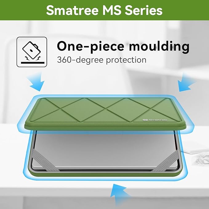 Smatree MS86 Hard EVA Protective Sleeve with Stand Compatible for 16 inch Acer ConceptD 3 Laptop Waterproof Sleeve, Green