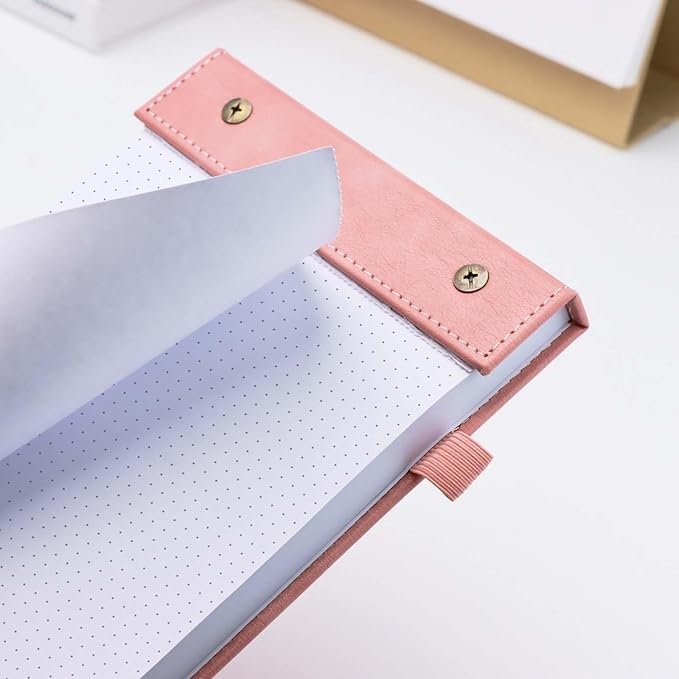 Mogoostry A5 Dot Planning Pads 5.9" x 8" Planner To Do List Memo Note Pads Screw Binding Writing Paperboard Notepad, 100 Sheets per Pack, Pink