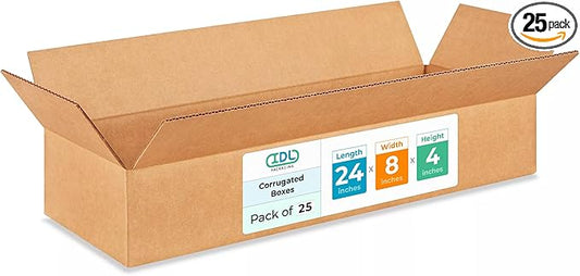 Large Shipping & Moving Boxes 24"L x 8"W x 4"H (25-Pack) - Extra Strength 200 lb vs Regular - Corrugated Heavy Duty Moving Boxes - Large Moving Box for Delivering by IDL Packaging