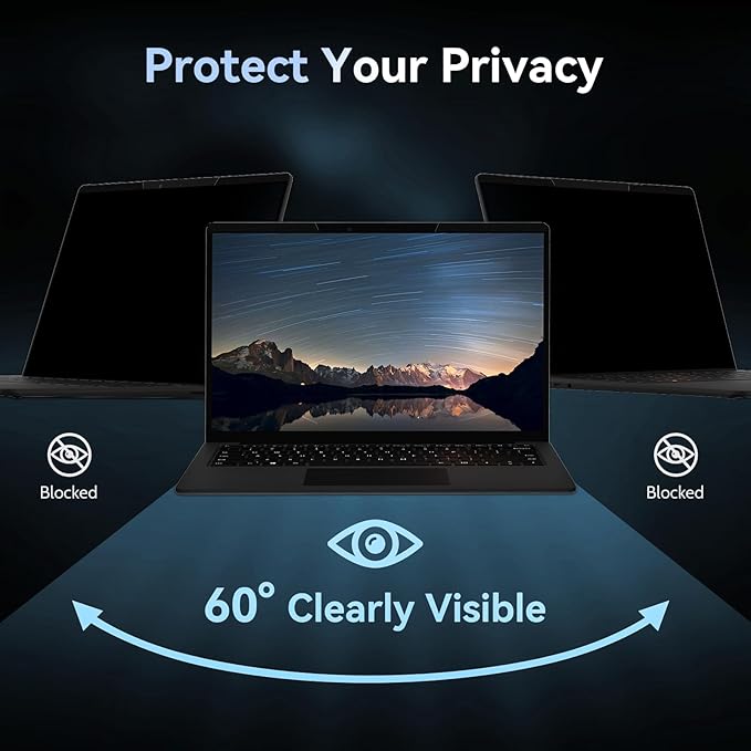 Mamol Magnetic Laptop Privacy Screen 14 inch ,16:9 Aspect Removable Anti Glare Protector Blue Light Privacy Screen Filter,Filter Shield Compatible with HP/Dell/Acer/Asus/Samsung/Lenovo/Thinkpad Envy