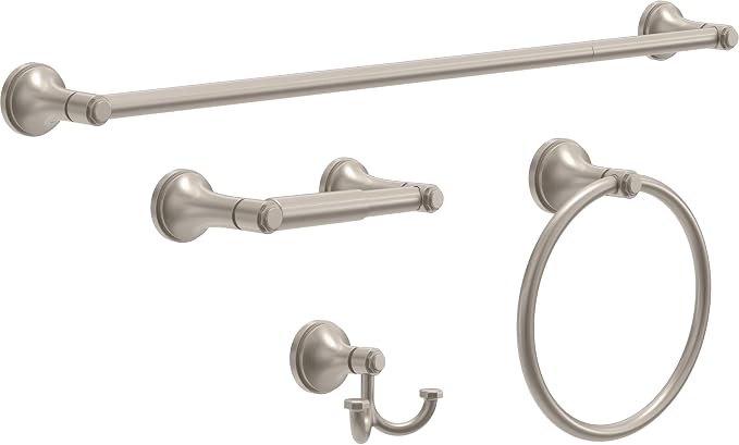 Franklin Brass Woodruff (1-Pack) Towel Hooks Satin Nickel Double Bathroom J Hooks Wall Mounted for Robes & Towels Hand Towel Hook Holder Kitchen, Bathroom Accessories WDRF35-SN