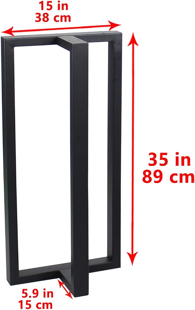 MBQQ Furniture Legs 35”Height 15”Wide Rustic Decory T Shape Table Legs,Heavy Duty Metal Desk Legs,Dining Table Legs,Industrial Modern, DIY Iron Bench Legs