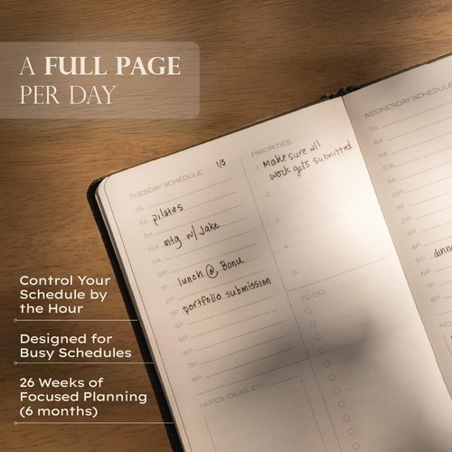 Anecdote Daily Planner - 26 Weeks Undated Calendar | 1 Page Per Day | 8.5" x 5.2" | Hardcover To-Do List Organizer (Tie Dye)