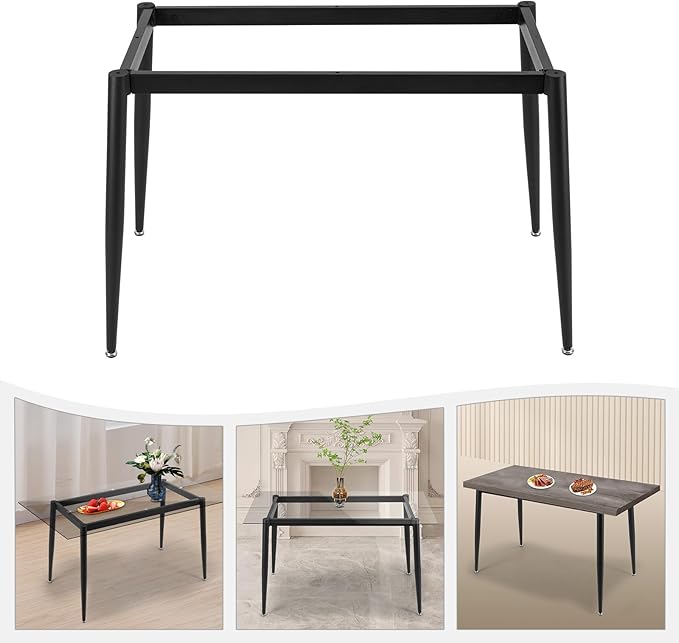Modern Desk Frame,Industrial Metal Table Legs with Suction Cups,Desk Base for Marble,Glass,Wood Top,Furniture Legs for Home,Kitchen,DIY Bench Legs Coffee Table,Capacity 661.38lbs (Black)