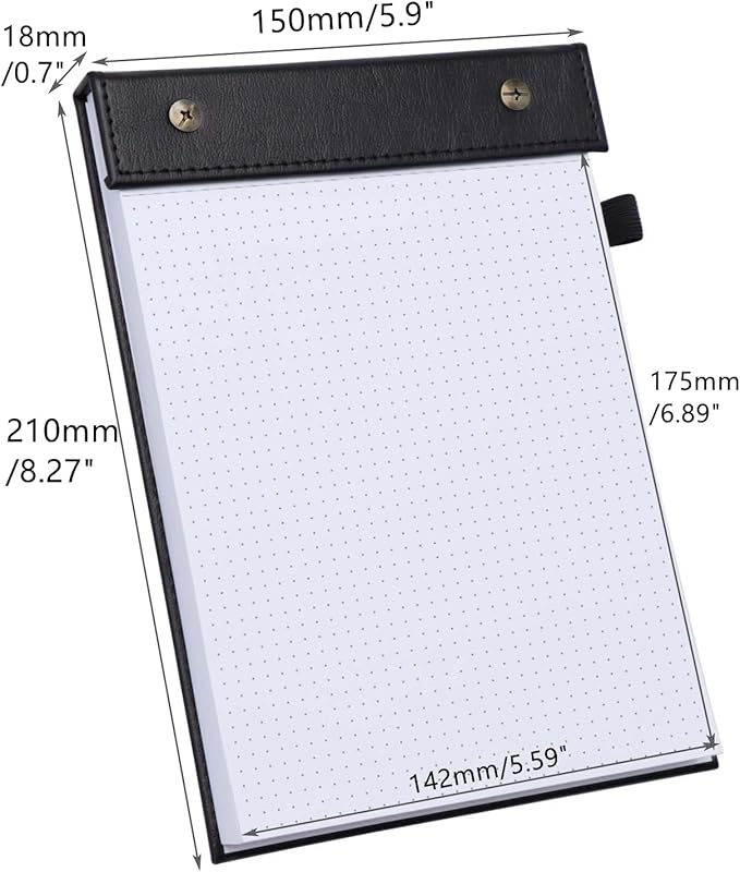 Mogoostry A5 Dot Planning Pads 5.9" x 8" Planner To Do List Memo Note Pads Screw Binding Writing Paperboard Notepad, 100 Sheets per Pack, Black