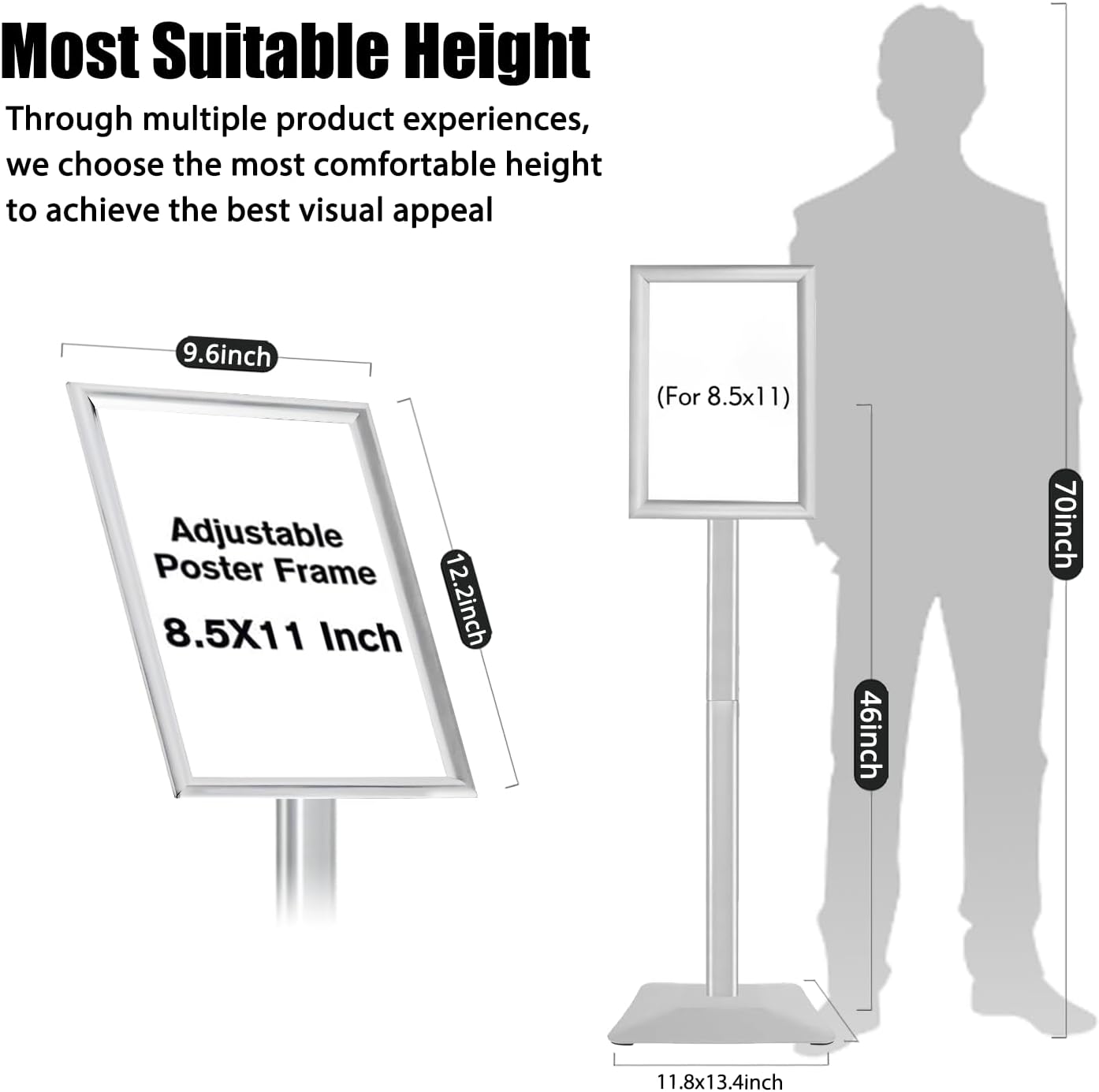 Skiennix Heavy Duty Sign Stand - 11lbs Integrated Rod for Indoor/Outdoor Advertising | 8.5 x 11, Silver, 3-Pack
