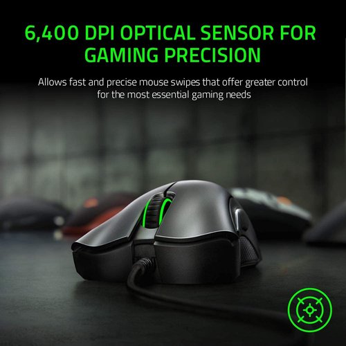 Razer DeathAdder Essential Gaming Mouse - 6400 DPI Optical Sensor | 5 Programmable Buttons - Classic Black