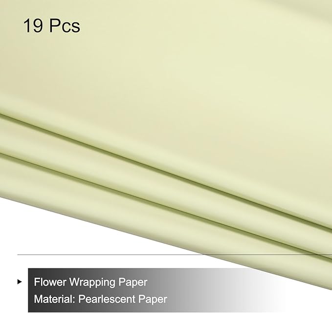 MECCANIXITY Set of 20 Flower Wrapping Paper 22.8x22.8 Inch Waterproof Florists Wrapping Paper for Florist Bouquet Supplies, DIY Crafts, Gift/Gift Box Packaging Light Green