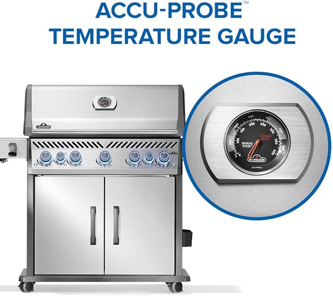 Napoleon Rogue PRO-S 625 Natural Gas Grill with Infrared Side and Rear Burners, Stainless Steel, Durable 7-Burner Outdoor BBQ