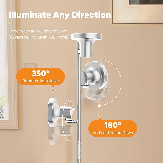 SIBRILLE 36W LED Tree Floor Lamp, Modern Dimmable Standing Lamp with Remote & Touch Control, 4 Color Temperatures, 3 Rotatable LED Light Floor Lamps for Living Room, Bedroom, Office