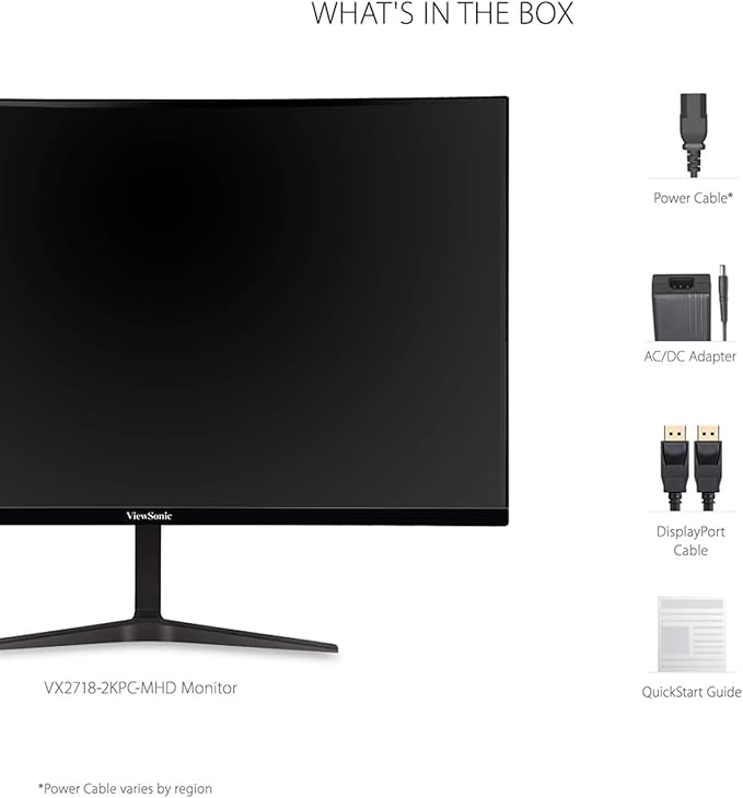 ViewSonic VX2718-2KPC-MHD 27 Inch Curved 1440p 1ms 180Hz Gaming Monitor with FreeSync Premium, Eye Care, HDMI and Display Port