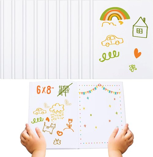 Henoyso Blank Hardcover Books - 30 Pack Story Journals for Kids | 6 x 8 Inch White Notebooks