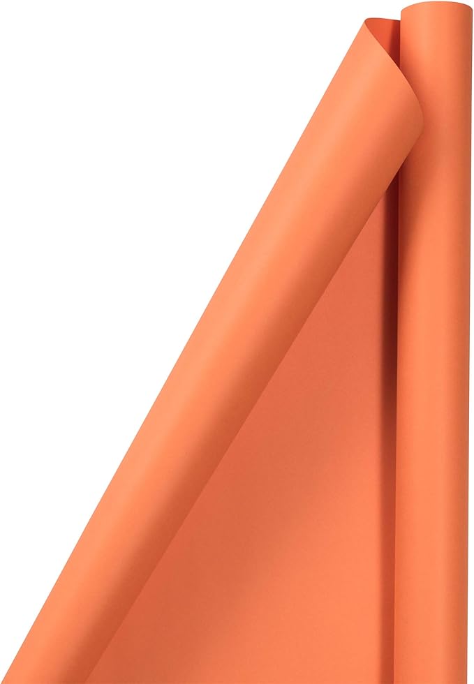 JAM Paper Gift Wrap - Matte Wrapping Paper - 50 Sq Ft Total (30 in x 10 Ft Each) - Matte Orange - 2 Rolls/Pack