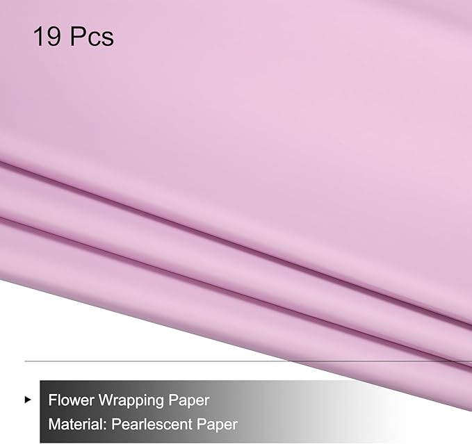 MECCANIXITY Set of 20 Flower Wrapping Paper 22.8x22.8 Inch Waterproof Florists Wrapping Paper for Florist Bouquet Supplies, DIY Crafts, Gift/Gift Box Packaging Light Purple