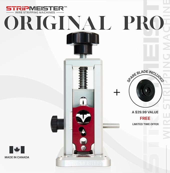 StripMeister Original Pro Drill-Powered Wire Stripper with ULTRA GRIP Feeder Jam-Free Performance Durable Portable Copper Wire Stripping Machine