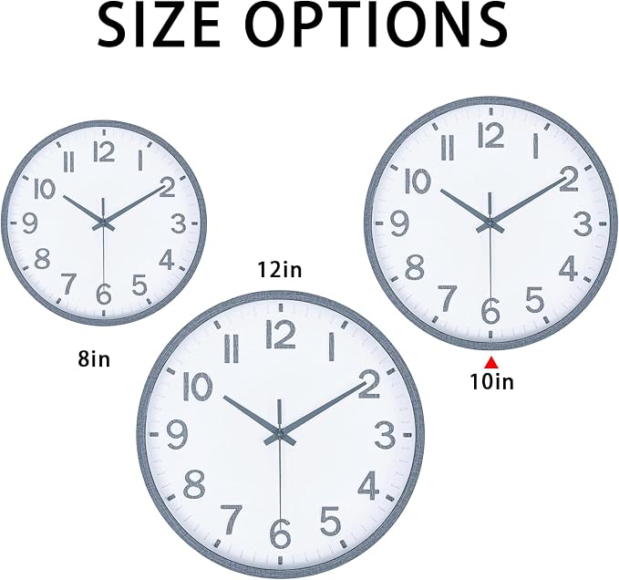 Wall Clocks Battery Operated 10 inch Modern Wall Clock,Silent Non Ticking Wall Clock for Living Room Bedroom Kitchen Office Classroom Decor (Texture Gray White)
