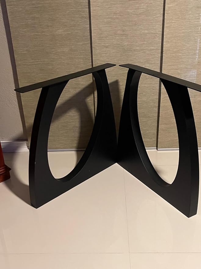 FUSHIAIPTC Table Legs 28 Inch, Heavy Duty Metal Desk Legs for Table, Thickened and Widened Dining Table Legs Set of 2, Black Modern Elliptical DIY Artistic Design Legs (28''x 28'')