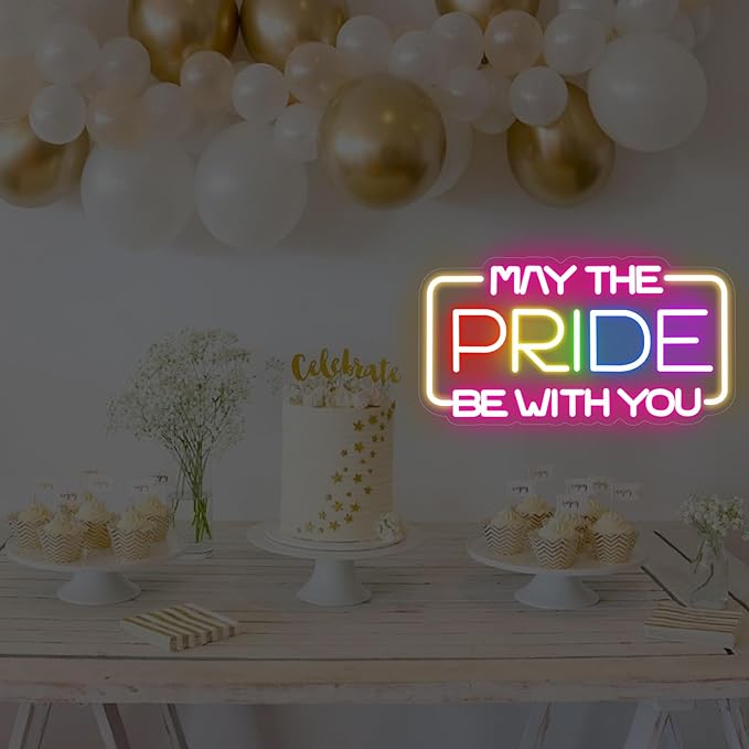 May The Pride Be With You Neon Sign, Pride Neon Light for LGBT Gay Bar Party Decorations, Rainbow Pride Sign, Love Wins Neon Sign for Bedroom Living Room Store Gay Bar Club Party Girls Gift