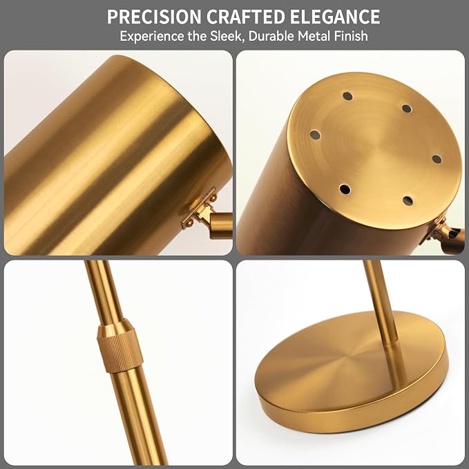 Ldeco Tree Floor Lamp for Living Room,Modern Gold Standing Tall Pole Lamps for Bedroom Office,Vintage 9W LED Bulb Included,Stepless Dimmable&Height Adjustable Arc Floor Lamp with Timer(Gold-DM)
