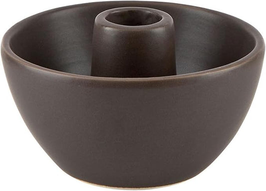 47th & Main Taper Candle Holders for Candlesticks, Ceramic Modern Decorative Candle Holder for Dining Table Centerpiece, 4" Diameter x 2.25" Tall, Brown