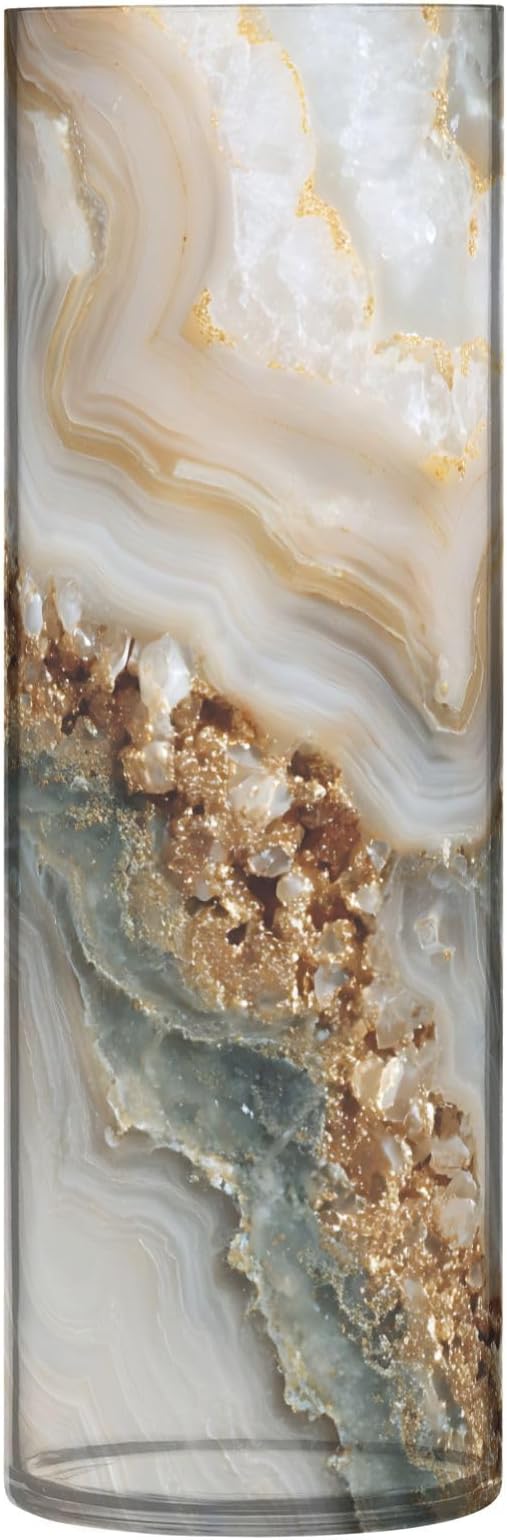 xmyzcd Agate Marble Vase Cylinder Vases Clear Plastic Flower Vase Easy to Clean for Centerpieces Homes Offices Kitchens