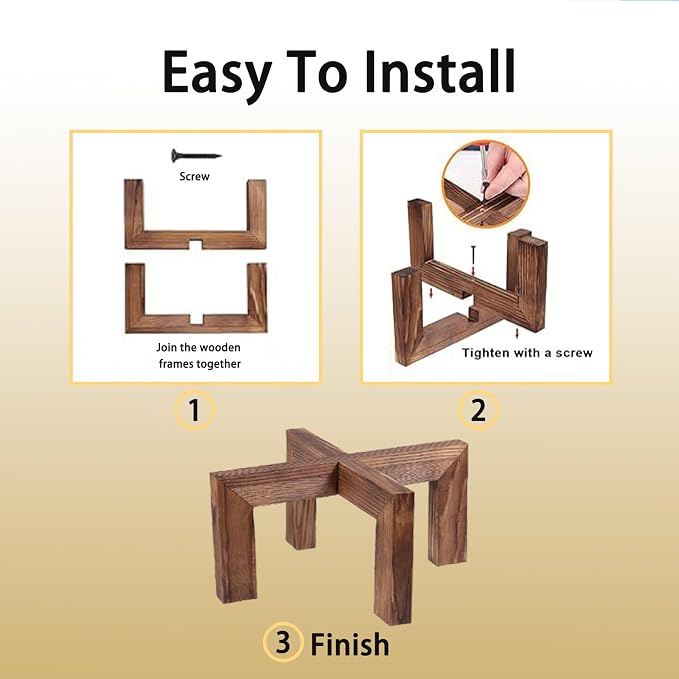 Indoor Plant Stand, Wooden Flower Pot Holder, suitable for 5-12 inch flower pots, Home and Garden (Wood Color-2 pack)