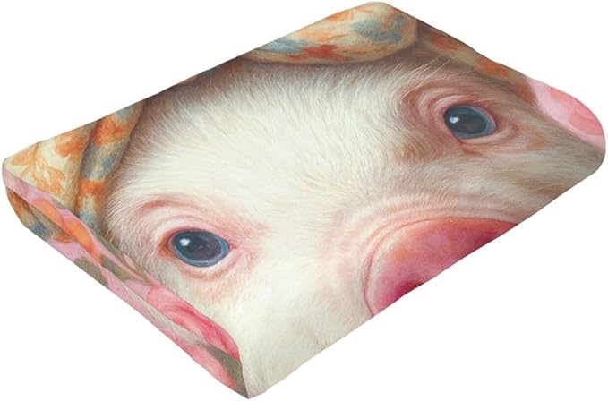 Pink Pig Blanket Cute Pig Throw Blanket Soft Cozy Fleece Fuzzy Stuffed Plush Flannel Animal Gifts for Girls Women Boys Kids Adults 50"X60"