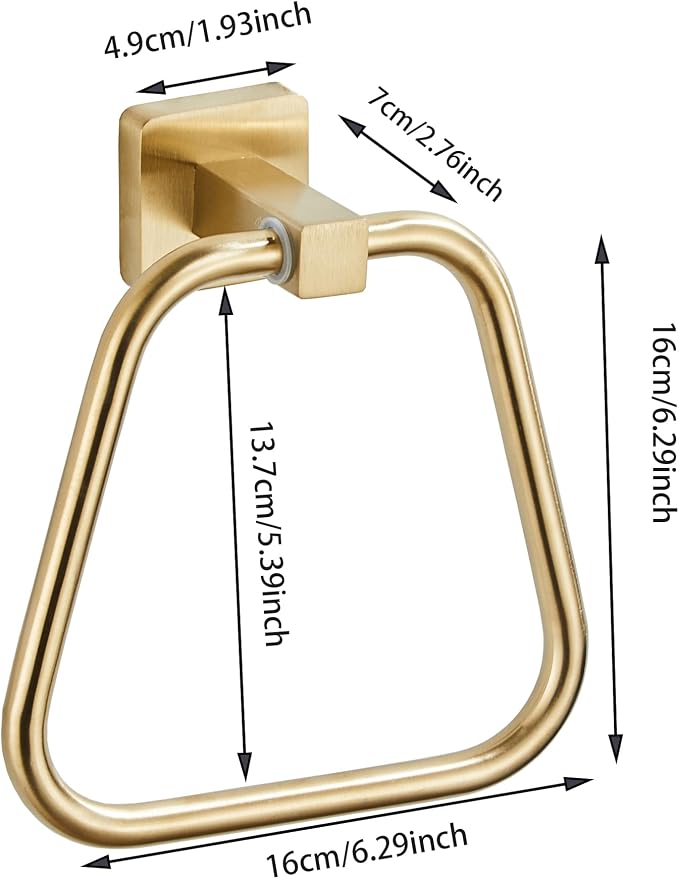 Brushed Gold Towel Ring for Bathroom 2 Pack, Kitchen Bath Towel Holder Hangers Wall Mount Heavy Duty Stainless Steel