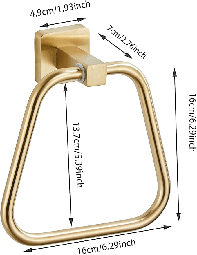 Brushed Gold Towel Ring for Bathroom, Kitchen Bath Towel Holder Hangers Wall Mount Heavy Duty Stainless Steel