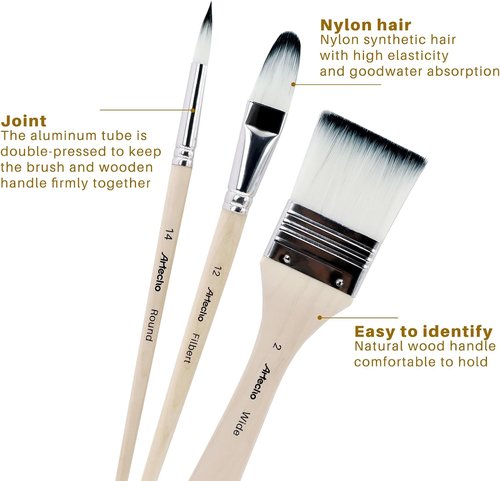 Artecho 32 PCS Paint Brushes - Versatile Set for Acrylic, Oil, Watercolor & Gouache Painting