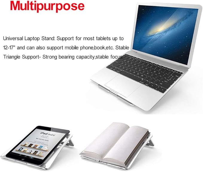 Soke-Six Laptop Stand,Aluminum Portable Foldable Laptop Support Stand Holder Desk Table Mobile Phone Stand for iPad MacBook Pro Air Notebook