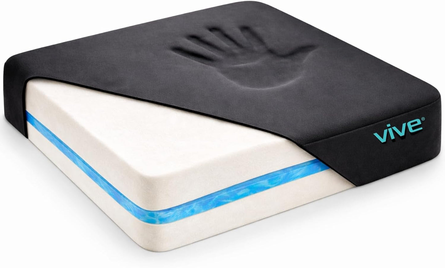 Vive Wheelchair Cushion - Gel Seat Pad for Coccyx Pain Relief | Waterproof Cover & 4-Layer Foam Support