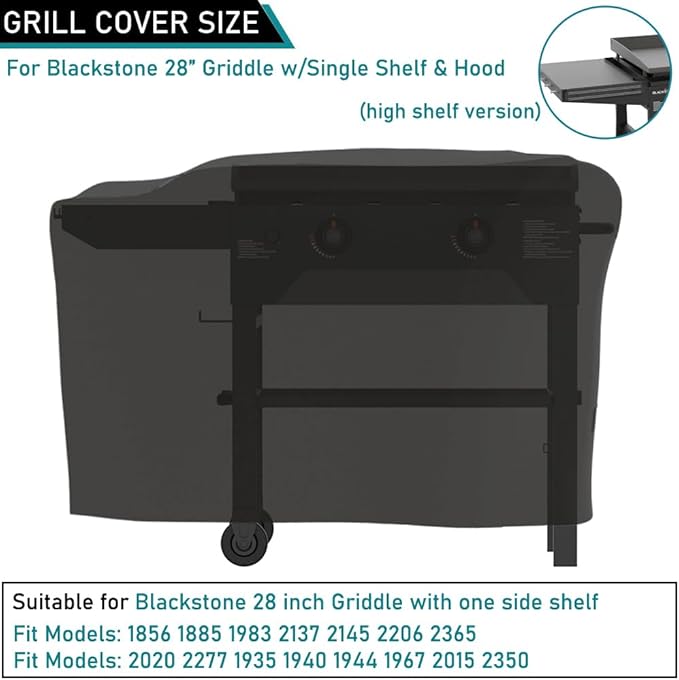 ZJYWSCH Cover for Blackstone 28" Griddle with Single Shelf Flat Top Grill 1856 1885 1983 2137 2145 2206 2370, for Blackstone Adventure Ready 22" On The Go 22" Culinary 2020 2277 2350 Griddle