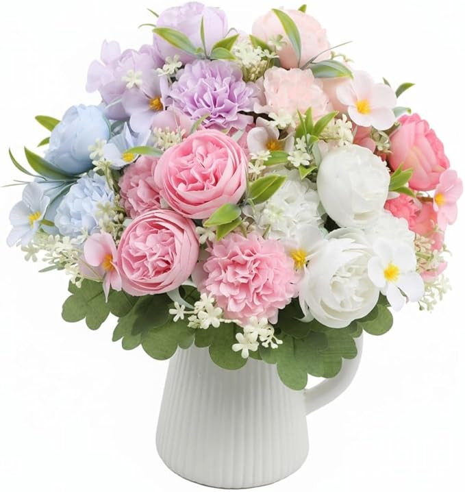 6 Color Rose Peony Artificial Flowers UV Resistant Fake Flowers for Outdoor Garden Decor Wedding Bouquets Home Decoration Porch, Patio Table Centerpiece