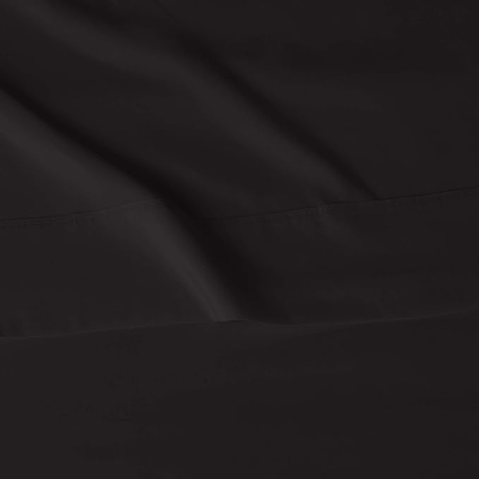 Amazon Basics Lightweight Super Soft Easy Care Breathable Comfortable Microfiber 4 Piece Bed Sheet Set with 14-Inch Deep Pockets, Full, Black, Solid
