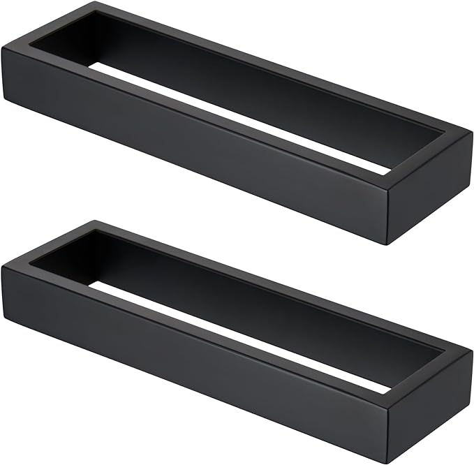 KOKOSIRI Towel Rings Matte Black Hand Towel Bar Holder 9-Inch Kitchen Rack Stainless Steel for Bathroom Hardware Wall Mounted, 2 Pack B4008BK-L9-P2